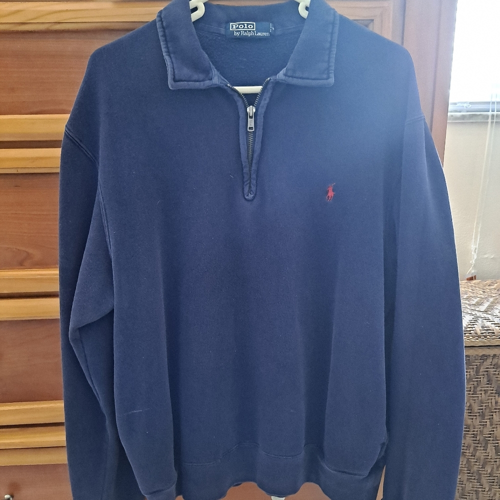 Polo Men's Ralph Lauren Blue 1/4 Zip Sweater Size Large